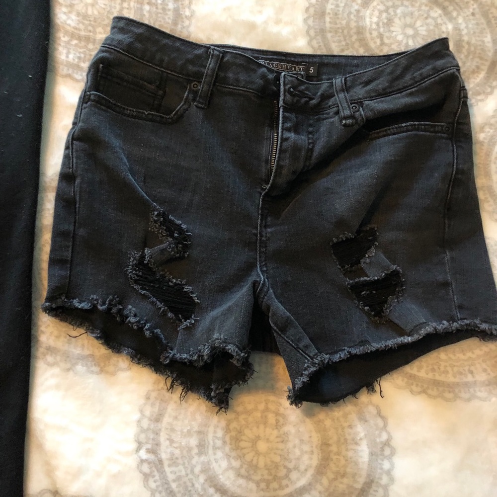 Black Ripped Jean Shorts